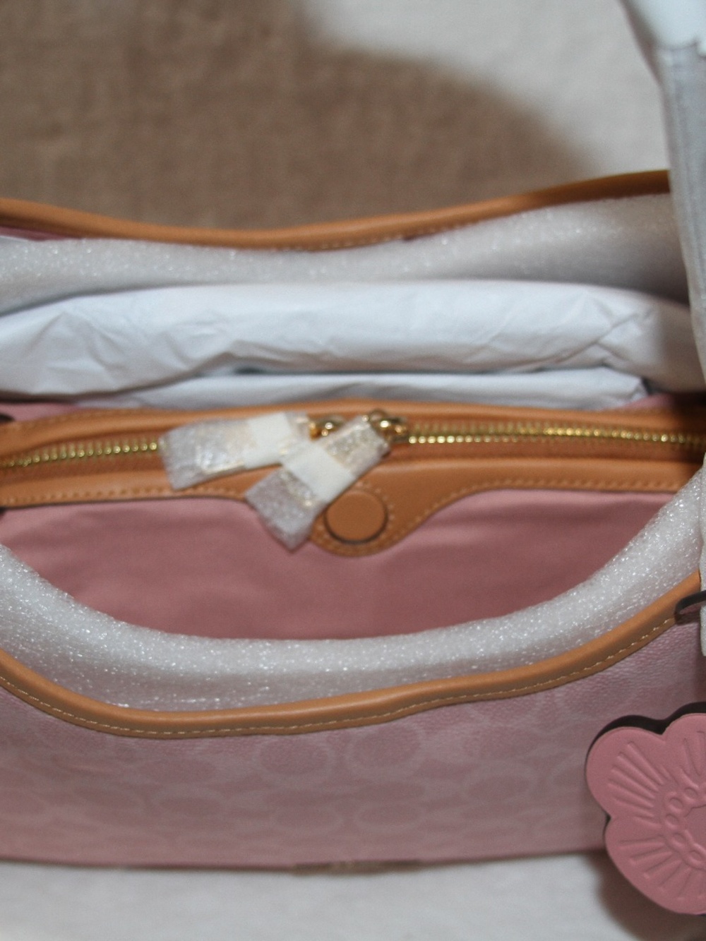 COACH Erin Powder Pink Shoulder Bag In Signature Canvas With Charms Purse - Picture 6 of 7